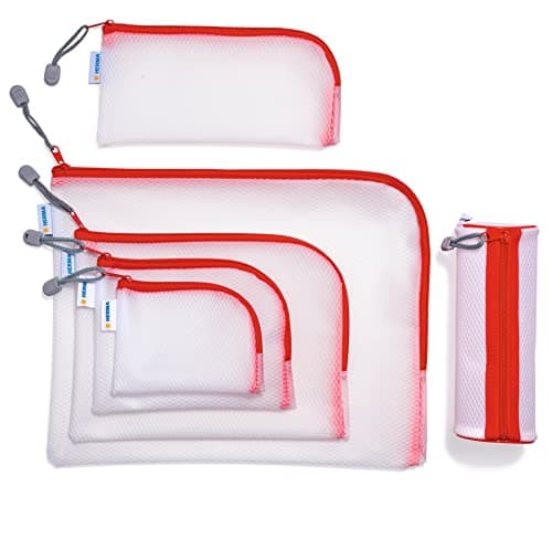 HERMA 20245 Zip Pocket Travel Case A7 Transparent Red, Small Lockable Transparent Pocket with Zip, Toiletry Bag for Mobile Phone, Charging Cable, Cosmetics, Pens, Keys — view 3