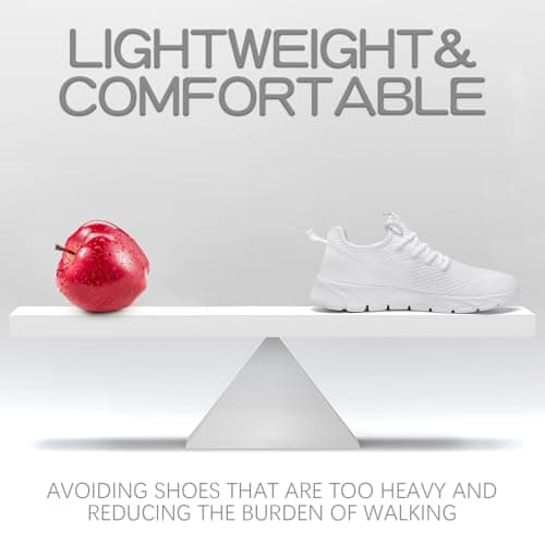 ZGPWZWL Traniers for Womens Lightweight Running Shoes Comfortable Laides Walking Fitness Workout Sneakers White Womens Size UK 6 — view 5