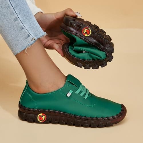 Walking Shoes for Women UK Womens Trainers Waterproof Non Slip Walking Shoes Lightweight Soft Wide fit Running Sneakers Casual Orthopedic Shoe Lace up Sneaker for Tennis Gym Tennis Blackish Green 7 — view 4