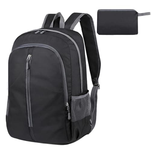 ChioSun Lightweight Foldable Backpack, 30L Waterproof Rucksack, Black