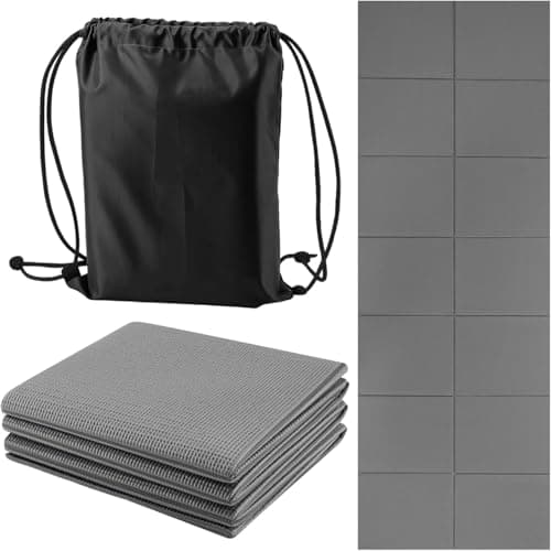 M.J COMFY-LIFE Travel Foldable Yoga Mat — 5mm Non-Slip Portable Exercise & Gym Mat for Yoga, Pilates, Travel & Fitness (Lightweight, Water-Resistant, Fits Backpack) — Unisex (Gray)