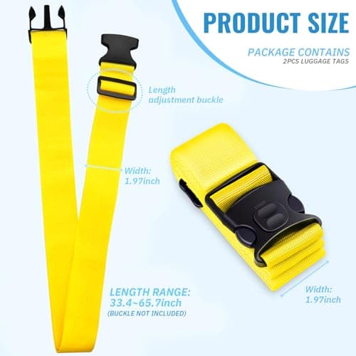 2Pcs Suitcase Straps Set, Adjustable Suitcase Straps, Heavy Duty Luggage Straps with Quick Release Buckle, Travel Accessories Thickened Luggage Belt for Suitcase Baggage — view 2