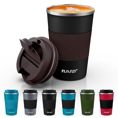 Tlater 380ml Insulated Coffee Cup Travel Mug with Leakproof Lids - Double Walled Vacuum Stainless Steel Travel Coffee Mug for Hot & Cold Drinks