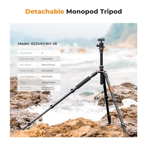 K&F CONCEPT Tripod (72" height/10kg load) — view 2