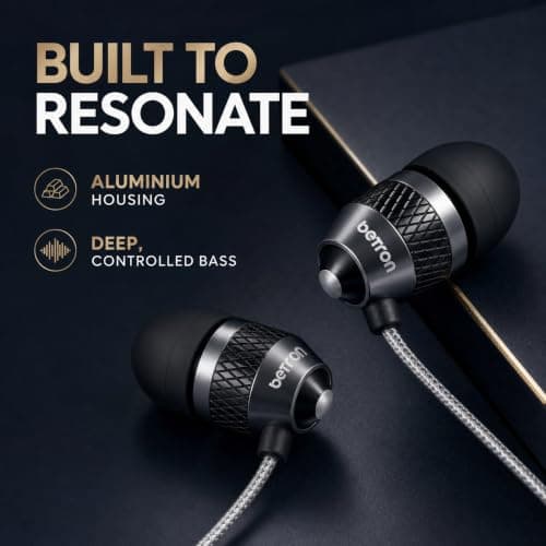 Betron B25 Earphones, In-Ear Wired Headphones, Black — view 3