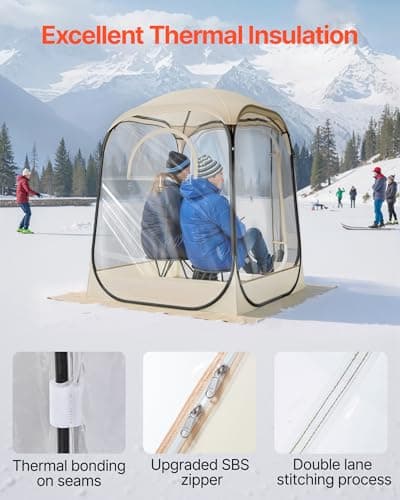 VEVOR Pop up Sports Tent, 50x50 in Clear Bubble Tent for 1 Person, Waterproof Outdoor Pod with Floor Mat & Top Cover, Garden Igloo Dome Tents Camping Shelter for Events Fishing Cheering — view 5