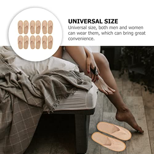 Zerodeko 6 Pairs Foldable Slippers Cotton Linen Guest Slippers Khaki — view 5