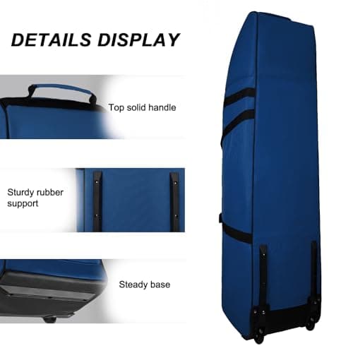 Heavy Duty Oxford Wear-Resistant Soft-Sided Golf Club Flight Bag with Wheels,Blue — view 3