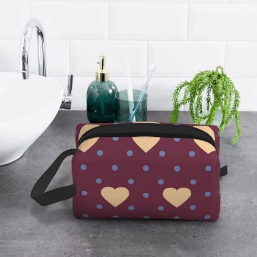 Meymuise Toiletry Bag, Polka Dot and Heart Maroon — view 6