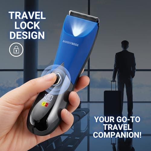 BarberBoss Men's Electric Body Shaver, Rechargeable Intimate Body Shaver, Waterproof, Gentle on Groin and Pubic Hair, Travel Lock — view 5