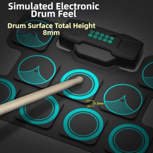 Silicone Electric Drum Kit with Dual Built-in Speakers(Black) — view 4