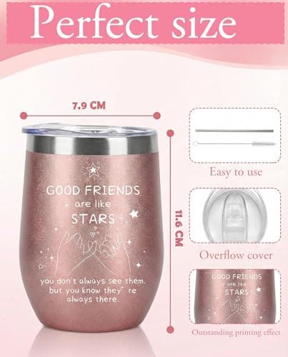 Insulated Wine Tumbler, 12 oz Cup with Straw and Lid for Best Friend — view 2
