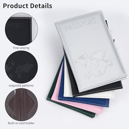 KTPCN 6 PcsPassport Holder Covers, Leather Passport Covers, Passport Wallets Protector, Travel Wallet Organiser Document Holder Wallet for Men & Women Travel Accessories, Business Cards — view 3