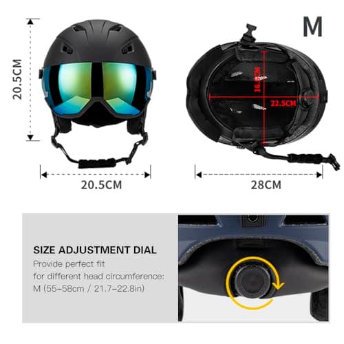 ERYUE Adjustable Snowboard Helmet for Men and Women, Shockproof Ski Helmet with Goggles, Ideal for Winter Sports Enthusiasts, PC EPS Material, Black/White/Orange/Purple (M) — view 3