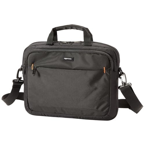 Amazon Basics Compact Laptop Shoulder Bag Carrying case with Accessory Storage Pockets (14 inch - 35.6 cm) Black, 1-Pack