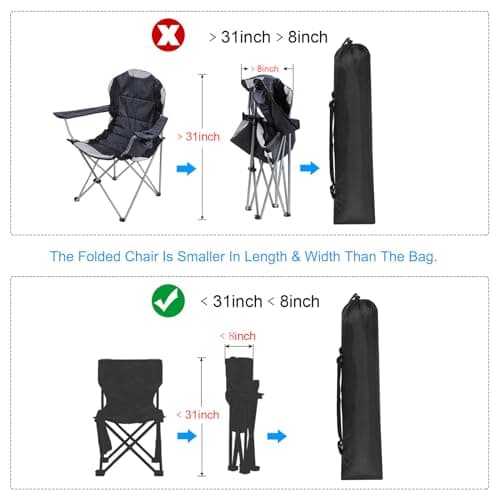 PATIKIL 31x8 Inch Camp Chair Replacement Bag, Nylon Folding Camping Chair Carry Bag Tripod Case Bag with Handle for Outdoor Camping, Black — view 5