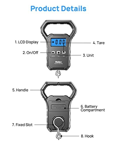 Meilen Luggage Scale, Digital Fishing Suitcase Weigh Scale, 110lb/50kg — view 4