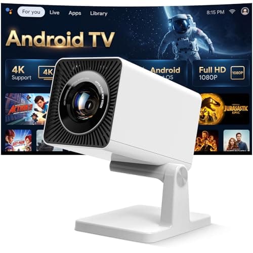 Mini Projector for Bedroom Ceiling, Smart Portable Projector with Android, WiFi & Bluetooth, 1080P Supported Home Cinema Projector for Movie Nights, Compatible with iPhone/Android