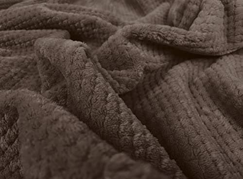 Bear & Panda Waffle Flannel Fleece Mink Throw - Sofa/Bedspread/travel Blankets – Honeycomb Super Soft, light-weighted, Warm, Cosy Large Size Single, Double, King - Chocolate King (200x240cm) — view 4