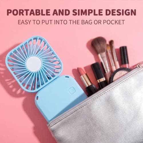 dididudi 3 Pack Mini Handheld Fan USB Rechargeable Mini Portable Fan with 3 Speeds Lightweight Pocket-Size Cooling Desk Fan for Travel Makeup Summer for Kids Family School Office Outdoor Camping — view 6
