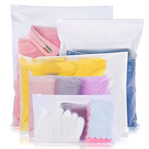 OSDUE Reusable Ziplock Bags,15 Pcs Travel Clothes Storage Bags, Plastic Hospital Bag Frosted Ziplock Seal Bag for Home School Trip Hospital, 5 Sizes