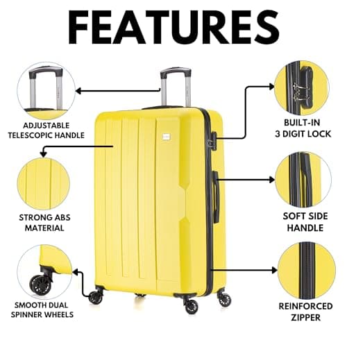 55x35x20 Cabin Suitcase Carry on Suitcase Hard Shell Hand Luggage Cabin Bag Case Approved For Ryanair EasyJet 2 Small Fits 8kg 10kg 35 Litre Capacity + 3 Digit Lock + Telescopic Handle Cabin Luggage — view 4