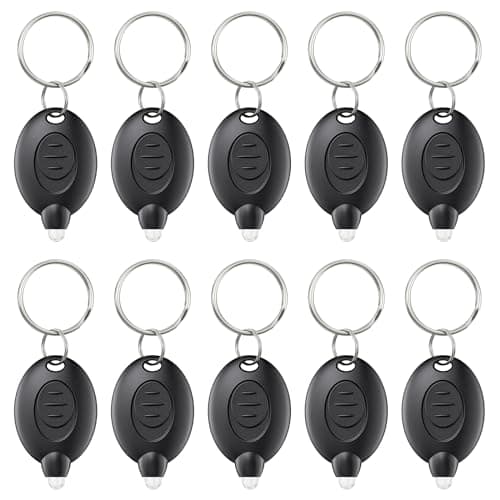 Uniclife 10 Pack LED Keychain Flashlight Black Shell | Mini LED Keychain Light 12 Lumen Portable Ultra Bright Battery Powered Key Ring Torch for Outdoor Camping Hiking and Emergency Lighting