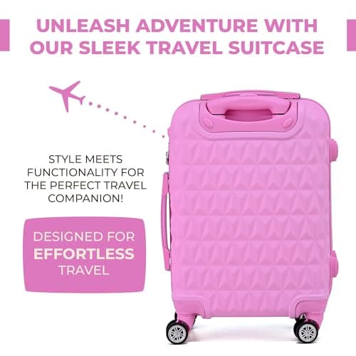 Hard Shell Cabin Carry On Suitcase 55 cm 2.5 kg 35 litres 4 Wheels with Built in 3 Digit Combination Lock, Approved for Ryanair, easyJet, British Airways & More (Rose Pink) — view 6