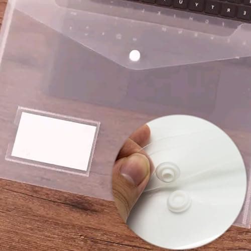 A4 Plastic Wallets, 10 Pack Clear Folders Plastic File Folder Document Wallets Envelope Folders with Label Pocket and Button for School, Home, Office, Travel and Stationary Supply(Transparent) — view 5