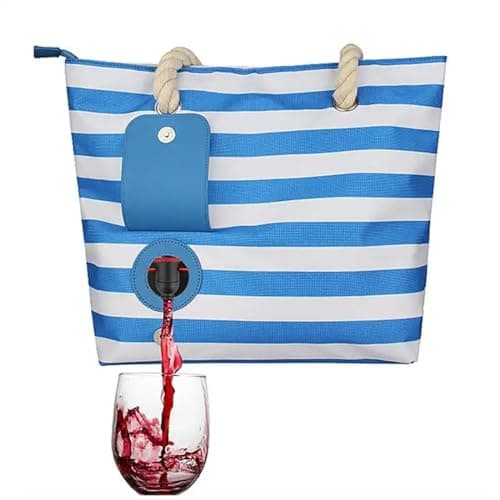 RZJZGZ Wine Tote with Drink Dispenser,Wine Cooler Bag Shoulder Bag,Blue