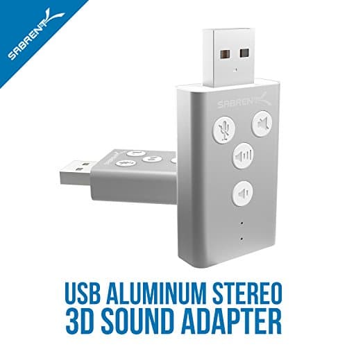 SABRENT External Sound Card Aluminum USB 3D Stereo Audio Adapter for Windows and Mac. Plug and Play, Silver (AU-DDAS) — view 3