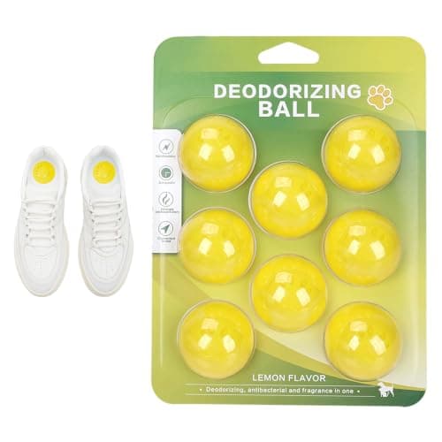 Upgrade 8 Pack Shoe Deodorizer Balls, Reusable Rotatable Sneaker Odor Eliminator Balls for Gym Bags Closets, Yellow, One Size