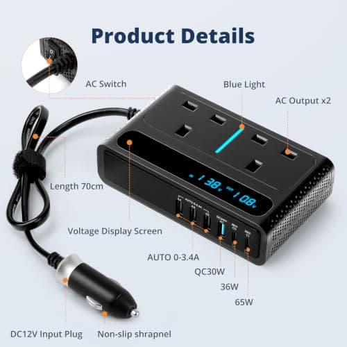 200W Car Voltage Converter Inverter for Car, Truck, RV, Camping — view 2