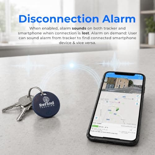ReFind R2 Smart Tracker for Android and iPhone. Mini GPS Tag Bluetooth 5.0 Key Finder. Samsung AirTag Alternative for Keys, Pets, Wallets and Luggage (Navy Blue) — view 6