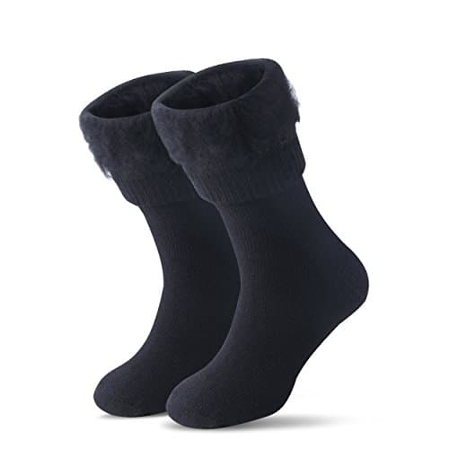 JARSEEN Winter Thermals Socks Warm Wool Pile Lined Insulated Thick Boots Socks Womens Mens (4-9, NEW Black) — view 2