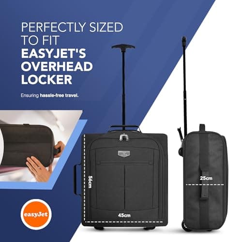 LUGG Cabin Size Lightweight Luggage - Durable 600D Polyester Snowflake Push Up Trolley - Solid Wheels - Easyjet, Ryanair, British Airways - Airway Locker (56x45x25cm) — view 2