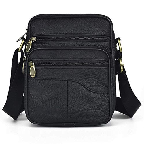 Realmark Men's Leather Shoulder Bags Genuine Leather Cross Body Bag Messenger Business Handbags Small Side Satchel Crossbody Bag