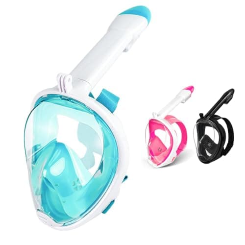 Snorkel Mask Full Face,180°view Snorkeling Gear with Panoramic Design-Compatible Sports Camera, Anti-fog, Anti-leak Technology for a Safe Adults and Kids Snorkeling Experience (Green, L-XL)