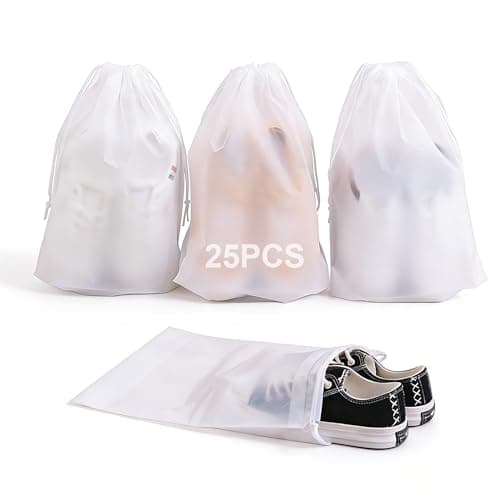 25PCS Shoe Bag Shoe Storage Bags Multifunctional Travel Waterproof Underwear Bag Waterproof Dustproof Transparent Drawstring Storage Bag (30×40cm) for Packing Adults Kids Shoes Luggage Organization