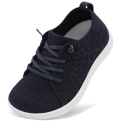 JIASUQI Toddler Boys Girls Barefoot Shoes Kids Wide Minimalist Sneakers Zero Drop Non-Slip Walking Shoes Breathable Flexible Tennis Shoe(NavyBlue 27,UK Size 8.5)