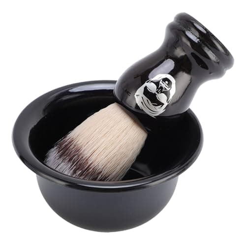 Men Shaving Brush with Bowl Set Portable Travel Shaving Kit with Nylon Brush Hair Compact Design for Grooming and Facial Care — view 2