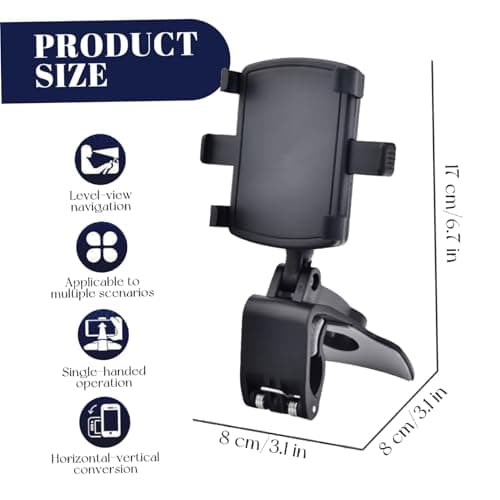 Car Phone Holder 360 Degree Non-Slip Dashboard Mount with Clip for 4 to 7 Inch Smartphones Secure Stable Phone Holder for Car Interior — view 3