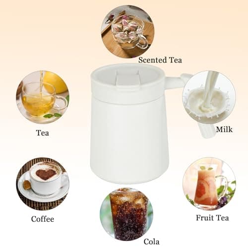 HZXYchen 500ml Thermal Mug with Handle, Stainless Steel Insulated Travel Cup, Leak-Proof Coffee Flask for Office, Car & Camping, Keeps Drinks Hot/Cold All Day (White) — view 5