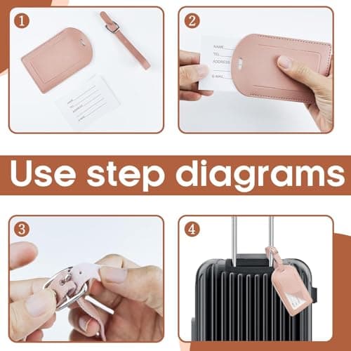 Hengxinc 2 PCS Personalised Leather Tripp Luggage Tag — view 4