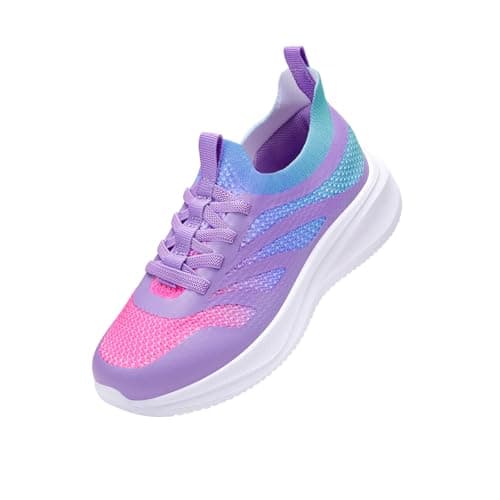 Kids Slip on Trainers Girls School Shoes, Purple, Size 1