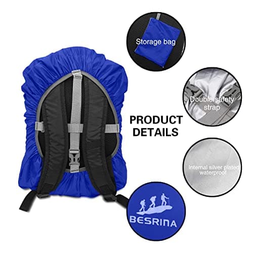 Besrina Backpack Rain Cover (15-90L),Upgraded Non-Slip Cross Buckle Strap & Reflective Waterproof Rucksack Cover for Hiking Camping Traveling Cycling — view 2
