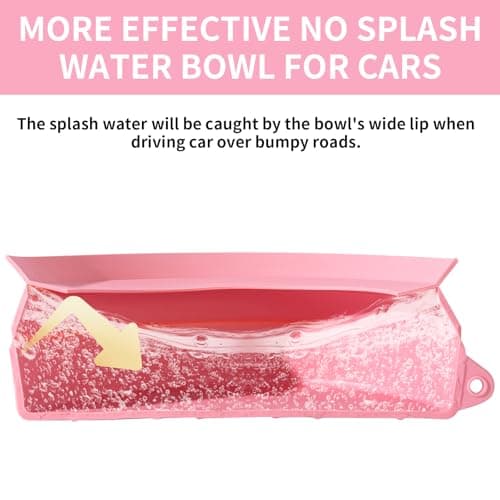 SLSON Non Spill Dog Water Bowl for Car Collapsible Dog Travel Bowl Integrated Molding Portable Pet Drinking Bowl for Road Trip (Peach Pink) — view 3