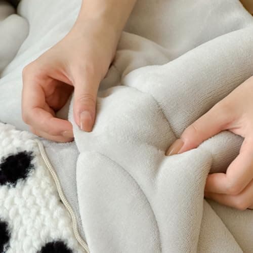 2 in 1 Travel Pillow Blanket, Soft Micro Plush Foldable Blanket Pillow, Flannel Throw for Flights Car Office Naps, Decorative Cushion Cover with Pom Poms Tassels, Warm Winter Travel Accessory (Brown) — view 3