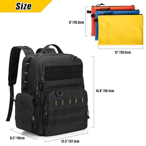 Rexmica Tactical Tool Bag Backpack for Men with 3 Tool Pouches, Black — view 5