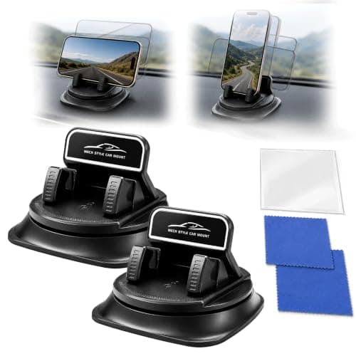 DVDVBOOM 2Pcs 360 Degree Rotation Dashboard Cellphone Holder for Car, Universal Anti-Slip Cell Phone Car Mount Holder for Navigation, Car Accessories for Most Vehicles with 2 Cloths